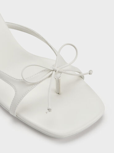 Bow Thong Kitten Heels, White, hi-res