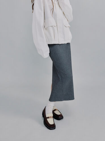 Sepatu Loafers Platform Metallic-Accent Lando Canvas Two-Tone, Multi, hi-res