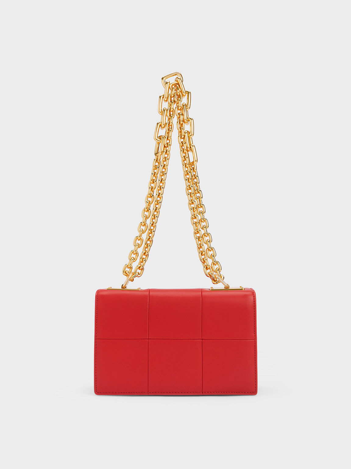 Georgette Chain Handle Bag, Red, hi-res