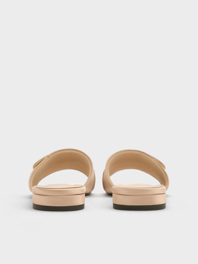 Teardrop-Crystal Buckled Slide Sandals, Gold, hi-res