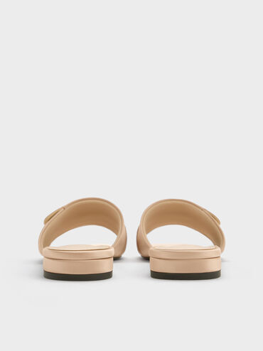 Teardrop-Crystal Buckled Slide Sandals, Gold, hi-res