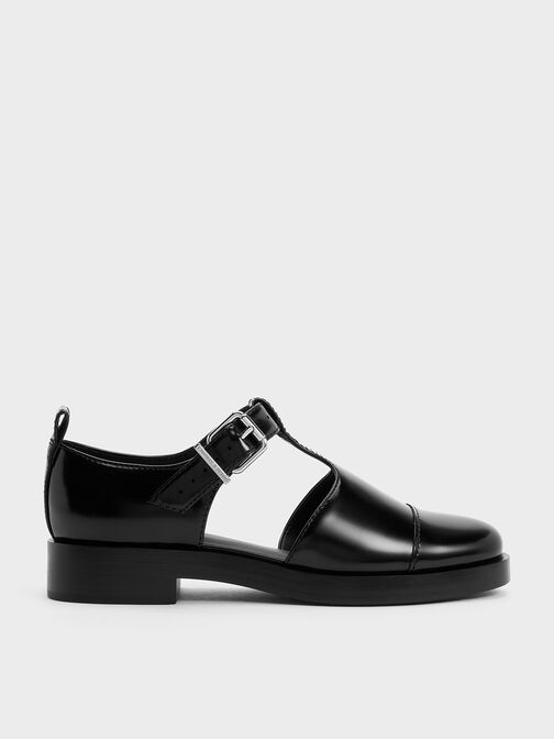 Sepatu Flats Charly T-Bar D'Orsay, Black Box, hi-res