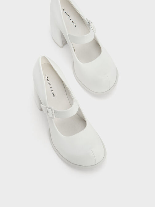 Sepatu Platform Mary Janes Pixie, White, hi-res
