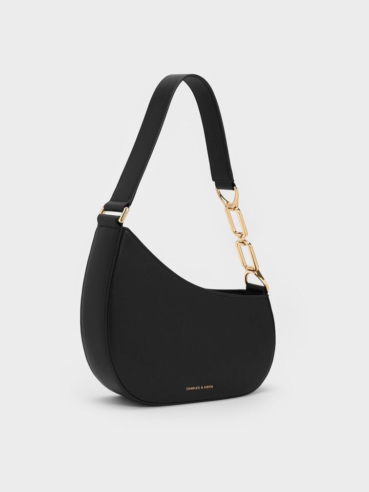 Tas Bahu Chain-Accent Agatha, Black, hi-res