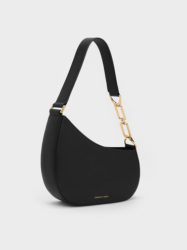 Tas Bahu Chain-Accent Agatha, Black, hi-res