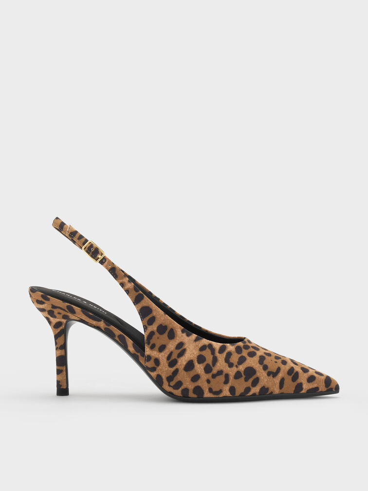 Sepatu Pumps Slingback Leopard-Print Emelia, Animal Print Natural, hi-res