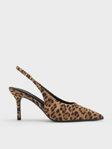 Sepatu Pumps Slingback Leopard-Print Emelia, Animal Print Natural, hi-res