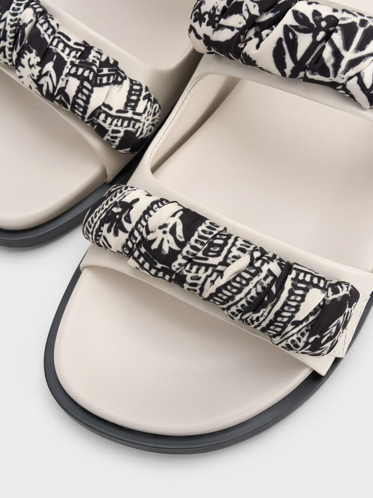 Sandal Double-Strap Printed Tayari Leather, Chalk, hi-res