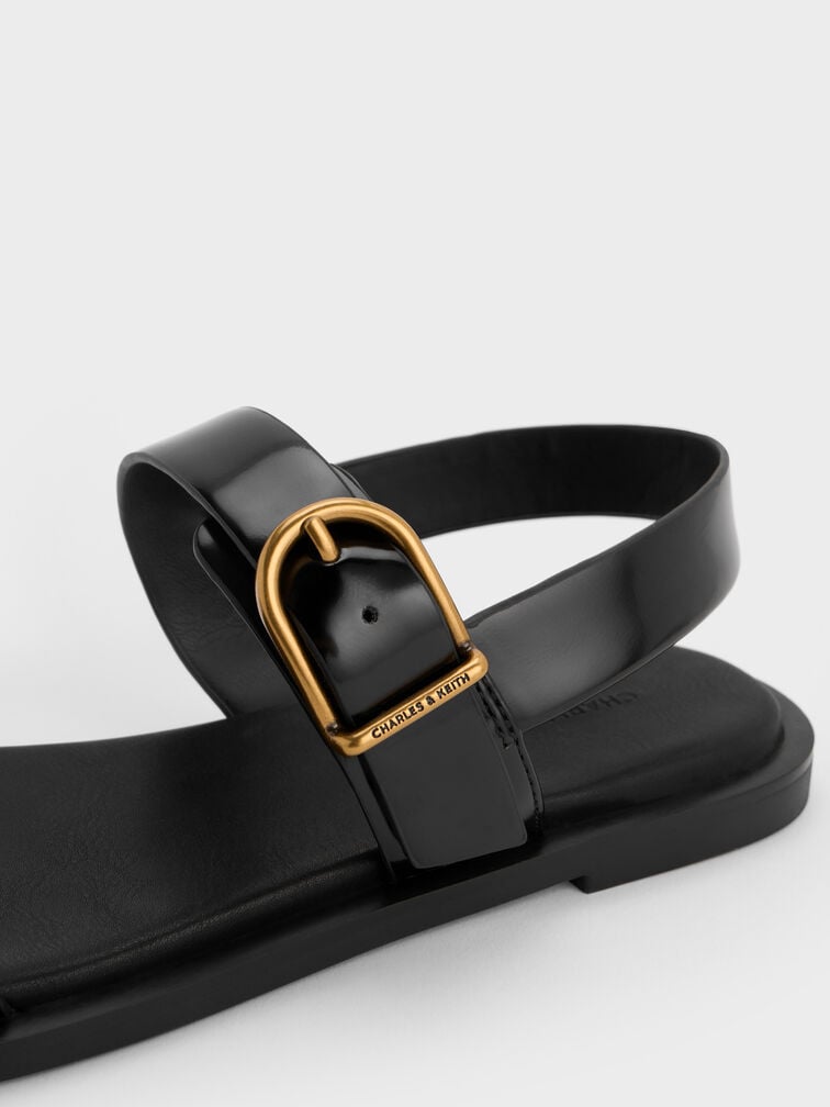 Sandal Slingback Buckle-Strap Double, Black Box, hi-res