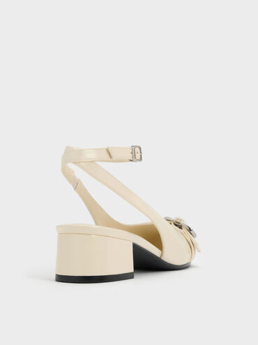 Sepatu Pumps Ankle-Strap Grommet-Belt, Chalk, hi-res