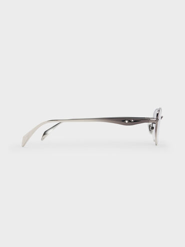 Kacamata Oval Celestia Crystal-Accent Ombre, Grey, hi-res