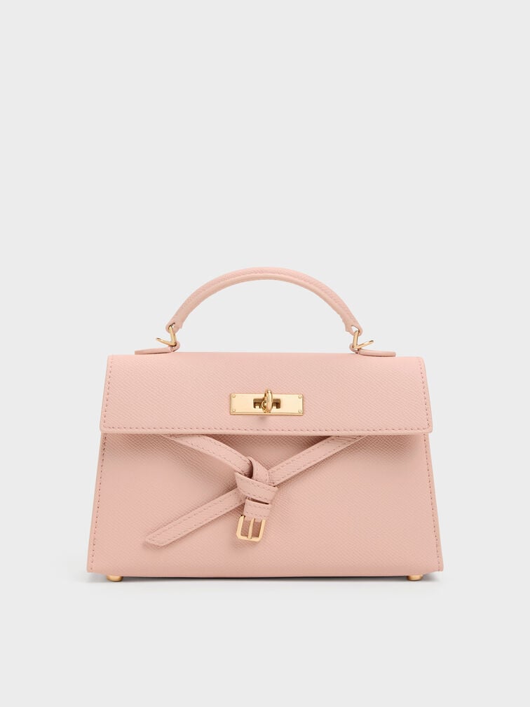 Tas Top Handle Knotted-Belt Tricha, Pink, hi-res