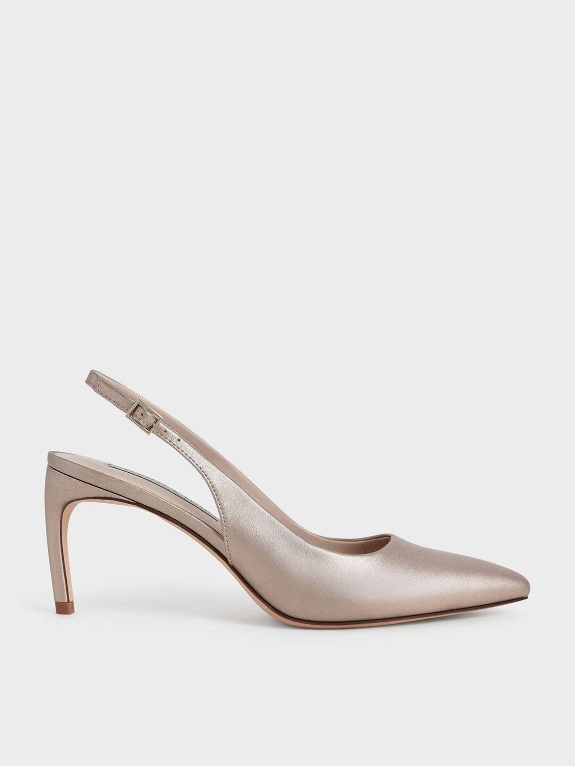 Bronze Curved Heel Slingback Pumps - CHARLES & KEITH ID