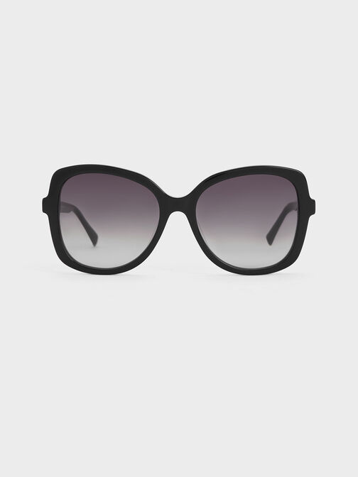 Acetate Butterfly Sunglasses, Black, hi-res