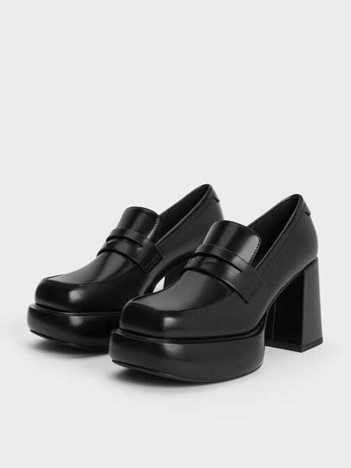 Sepatu Pumps Platform Loafer Monique, Black Box, hi-res