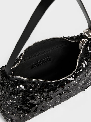 Jesmyn Sequinned Two-Way Bag, Noir, hi-res