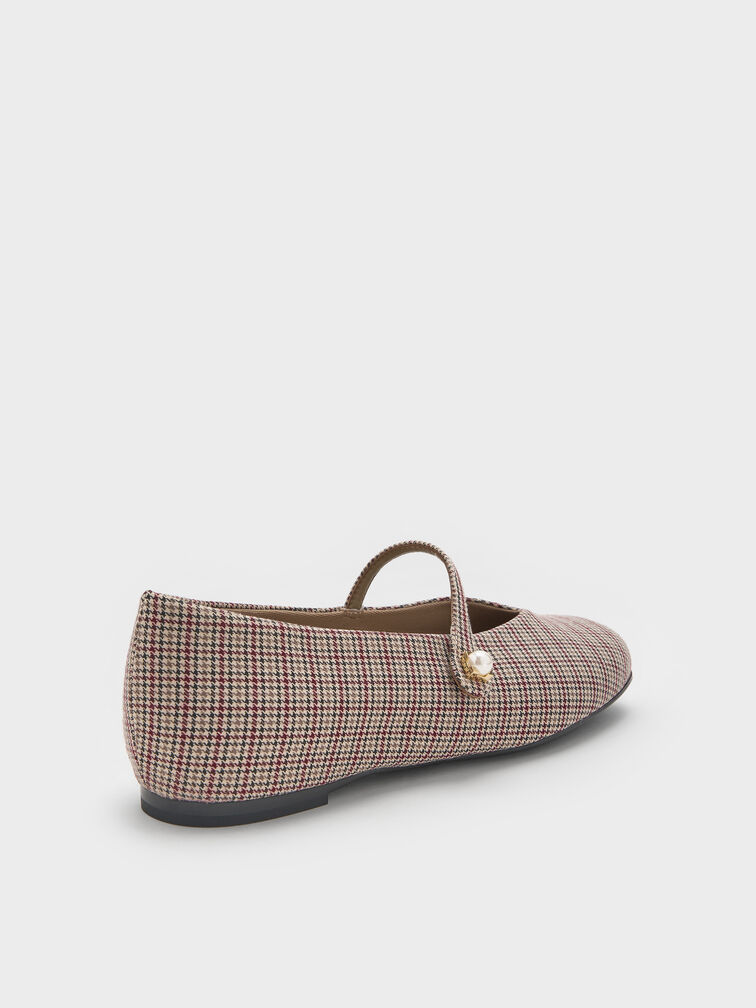 Marie Checkered Pearl Mary Jane Flats, Multi, hi-res