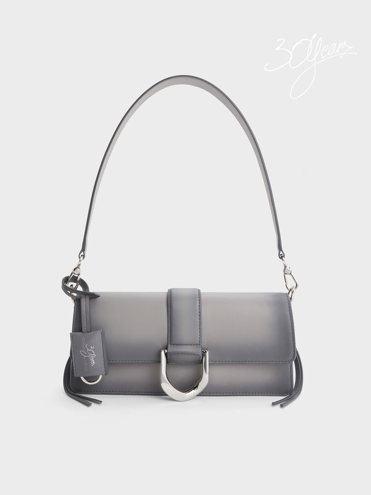 Tas Bahu Gabine Burnished Leather, Grey, hi-res