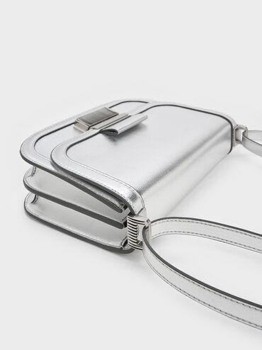 Metallic Charlot Bag, Silver, hi-res