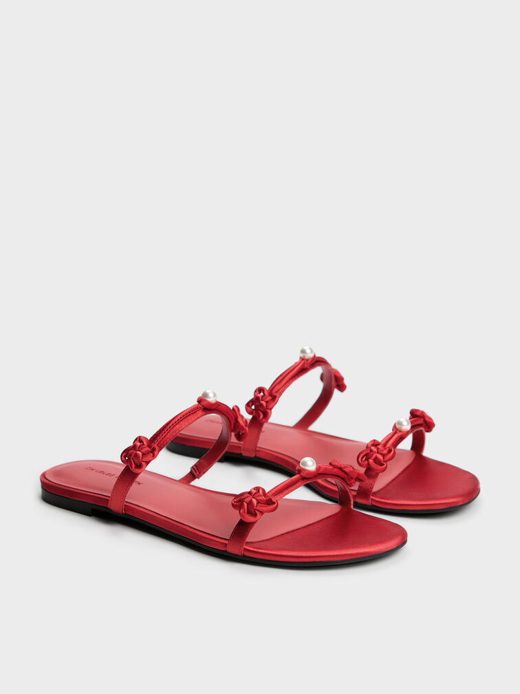 Sandal Slide Knot-Pearl Orinda, Red, hi-res