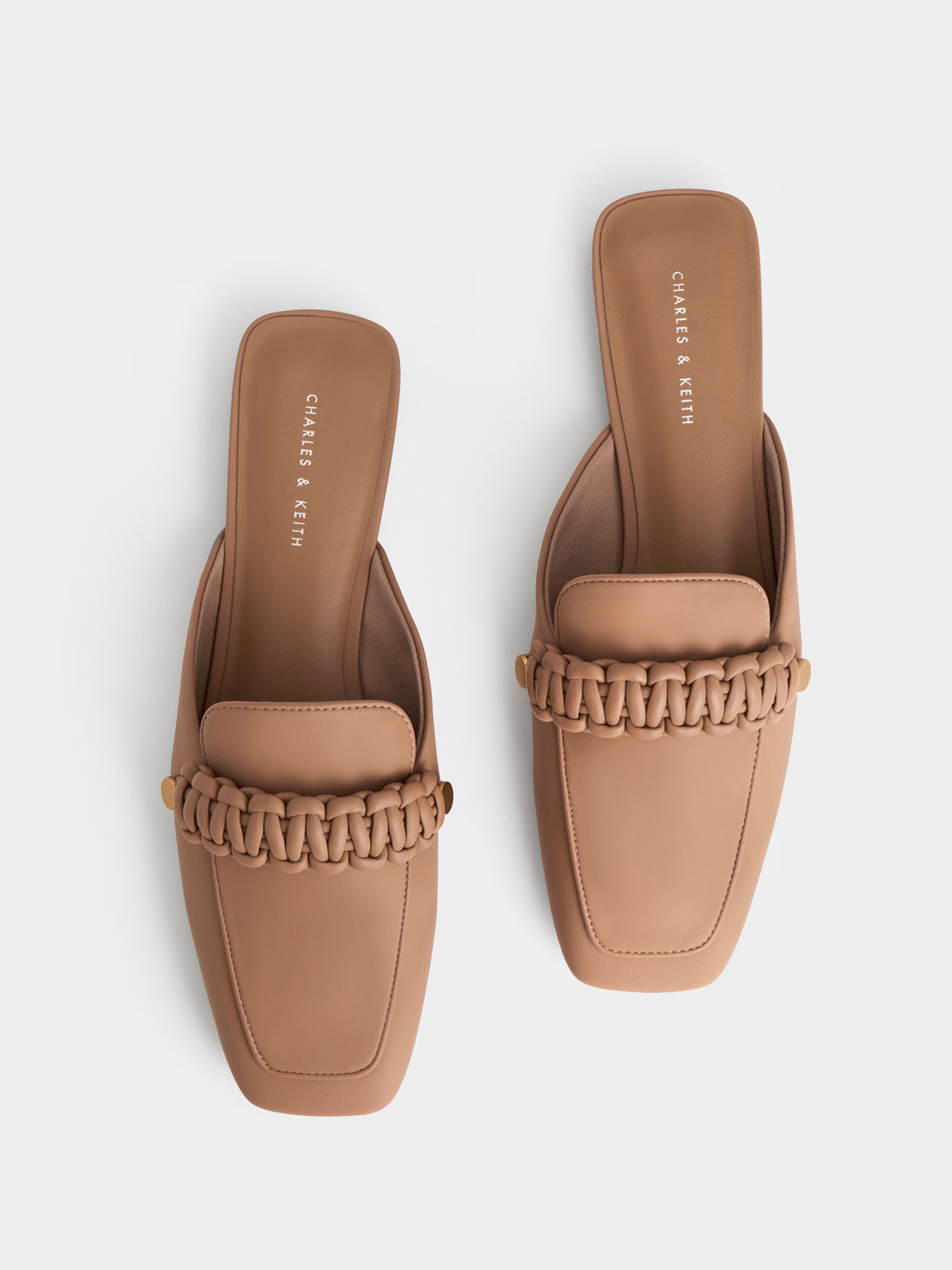 Sepatu Mules Braided Penny Loafer, Sand, hi-res