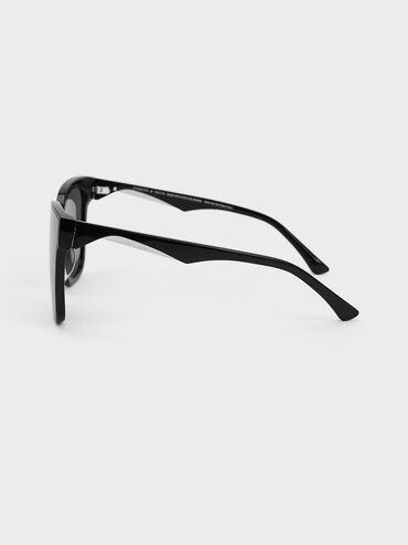 Freya Square Thick-Frame Sunglasses, Black, hi-res