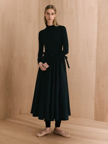 Sepatu Flats Mary Jane Furry-Strap Bow Winona, Nude, hi-res