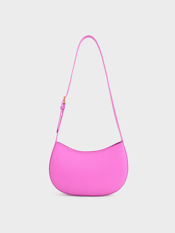 Curved Shoulder Bag, Pink, hi-res