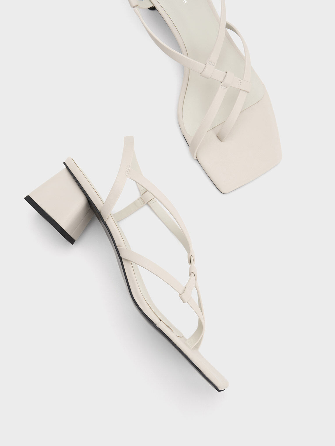 Sandal Thong Interwoven Asymmetric, Chalk, hi-res