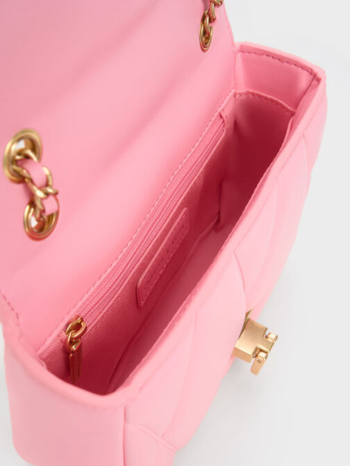 Arwen Quilted Shoulder Bag, Pink, hi-res