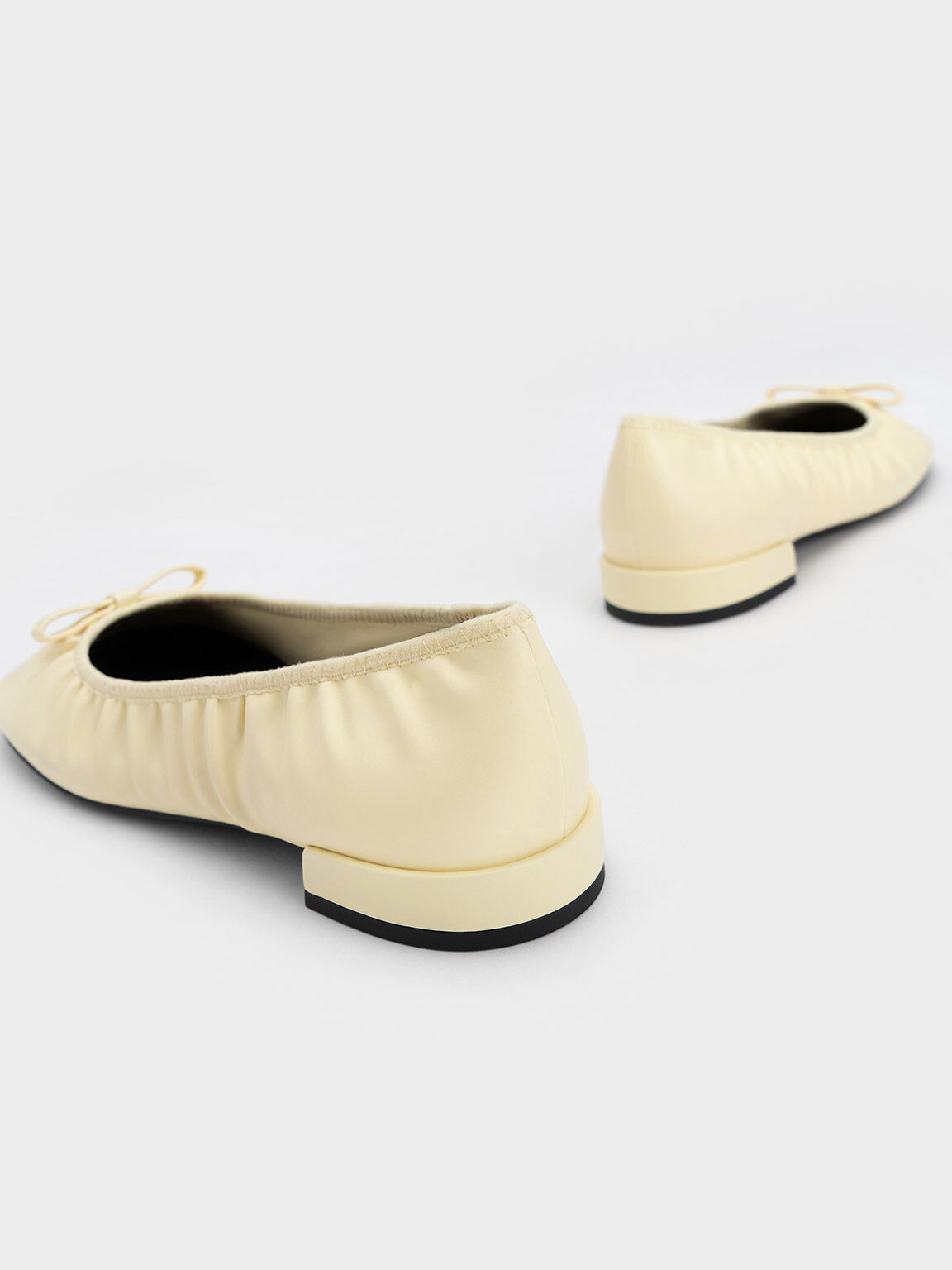 Bow Ruched Ballerinas, Butter, hi-res