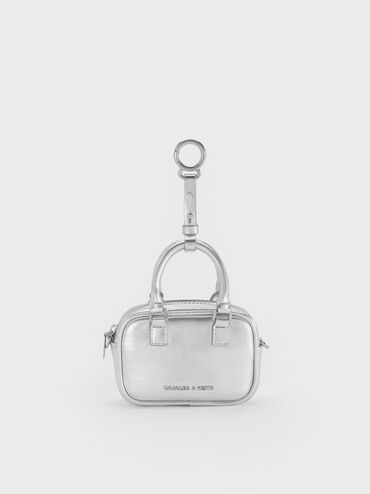 Sianna Metallic Bag Charm​, Silver, hi-res