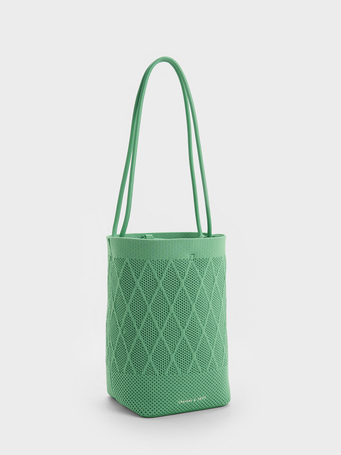 Genoa Knitted Drawstring Bag, Green, hi-res