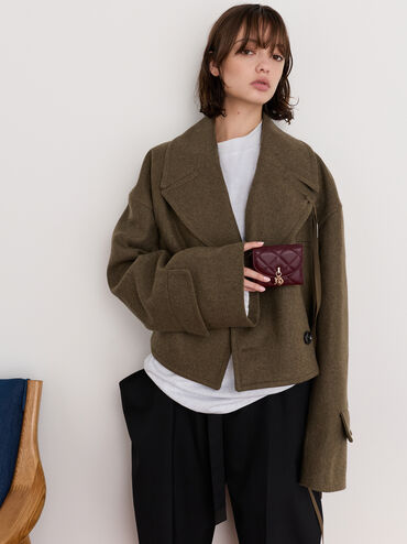 Dompet Quilted Bow-Heart Charm Curved-Flap Arrietty, Wineberry Red, hi-res