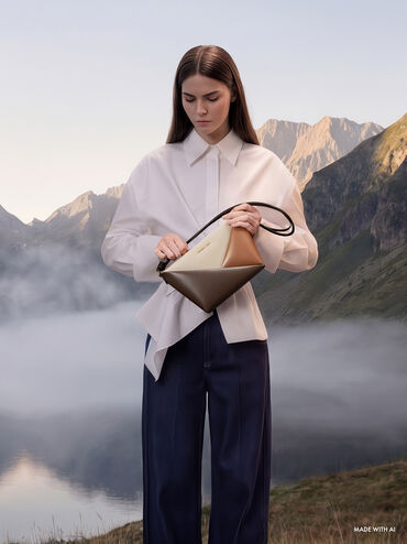 Midori Colourblock Geometric Crossbody Bag, Multi Brown, hi-res