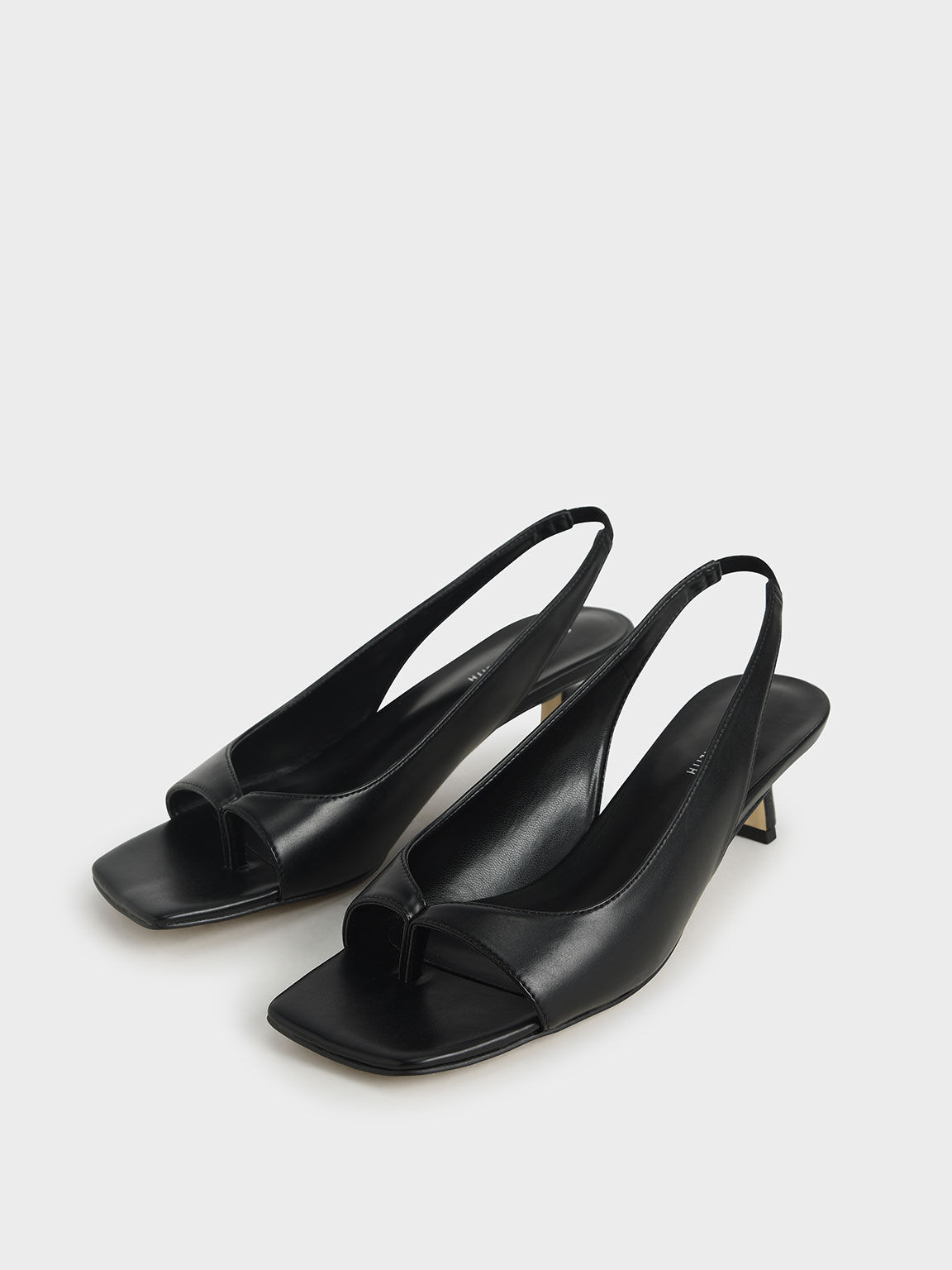 Sandal Thong Slingback, Black, hi-res