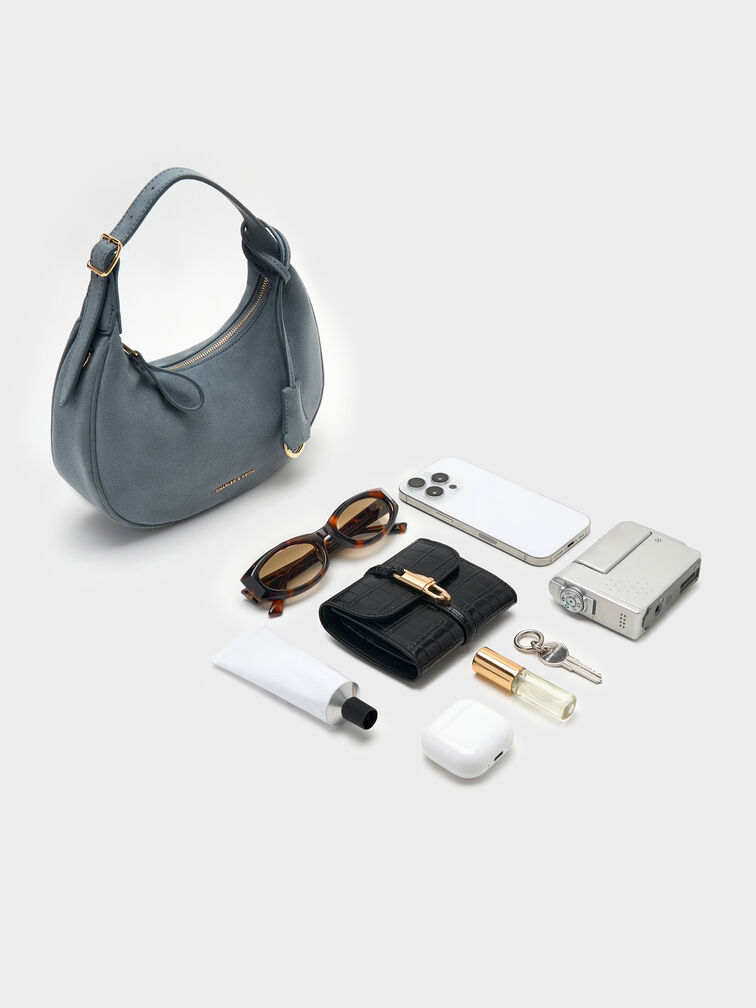Tas Hobo Faux Suede Vega, Smoky Blue, hi-res