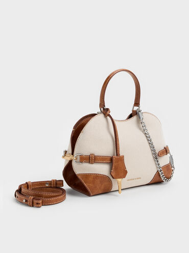 Tas Tote Side-Belt Chain Delfina Kanvas, Multi, hi-res