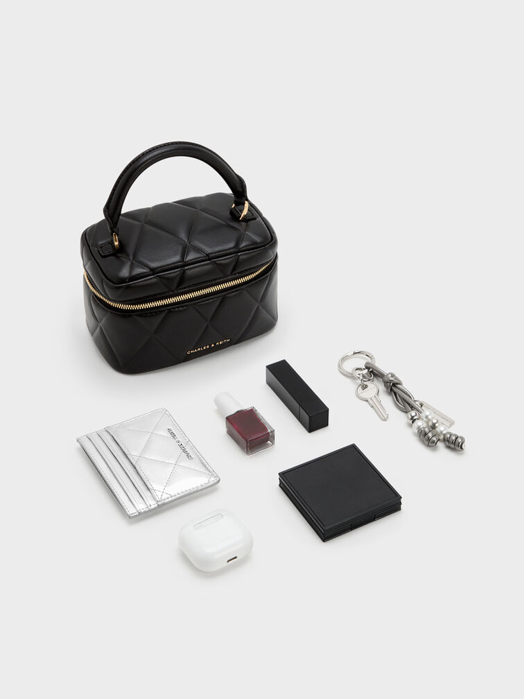 Tas Vanity Top Handle Quilted Arwen, Black, hi-res