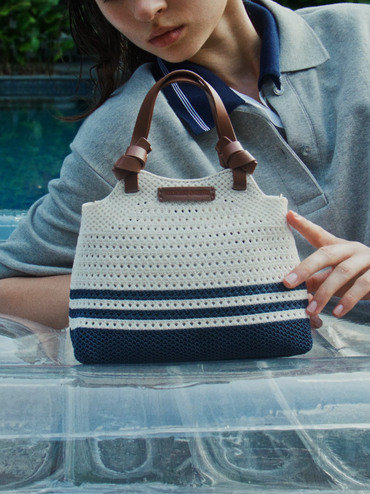 Tas Tote Knitted Striped Ida Mini, Multi, hi-res