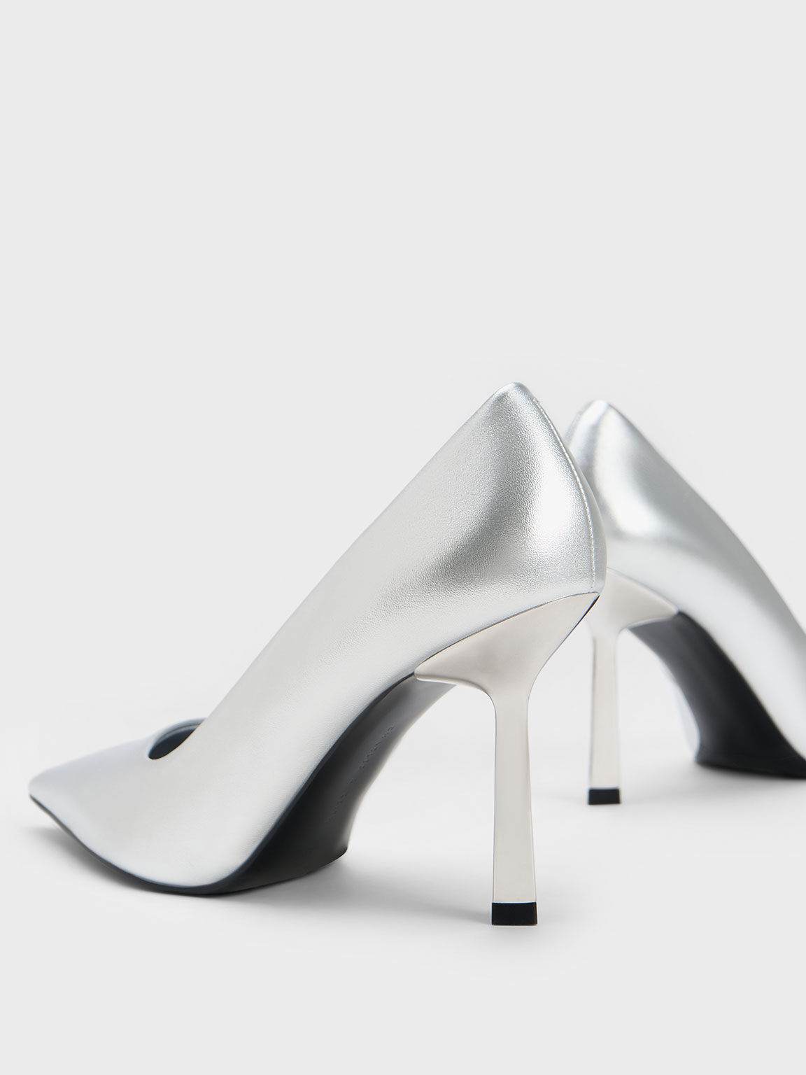 Silver Metallic Pointed Toe Pumps CHARLES KEITH ID