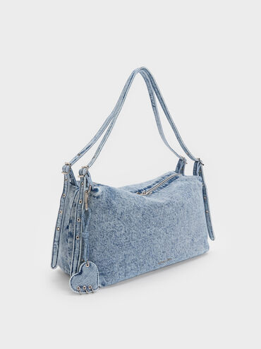 Tas Bahu Slouchy Rey Denim, Denim Blue, hi-res