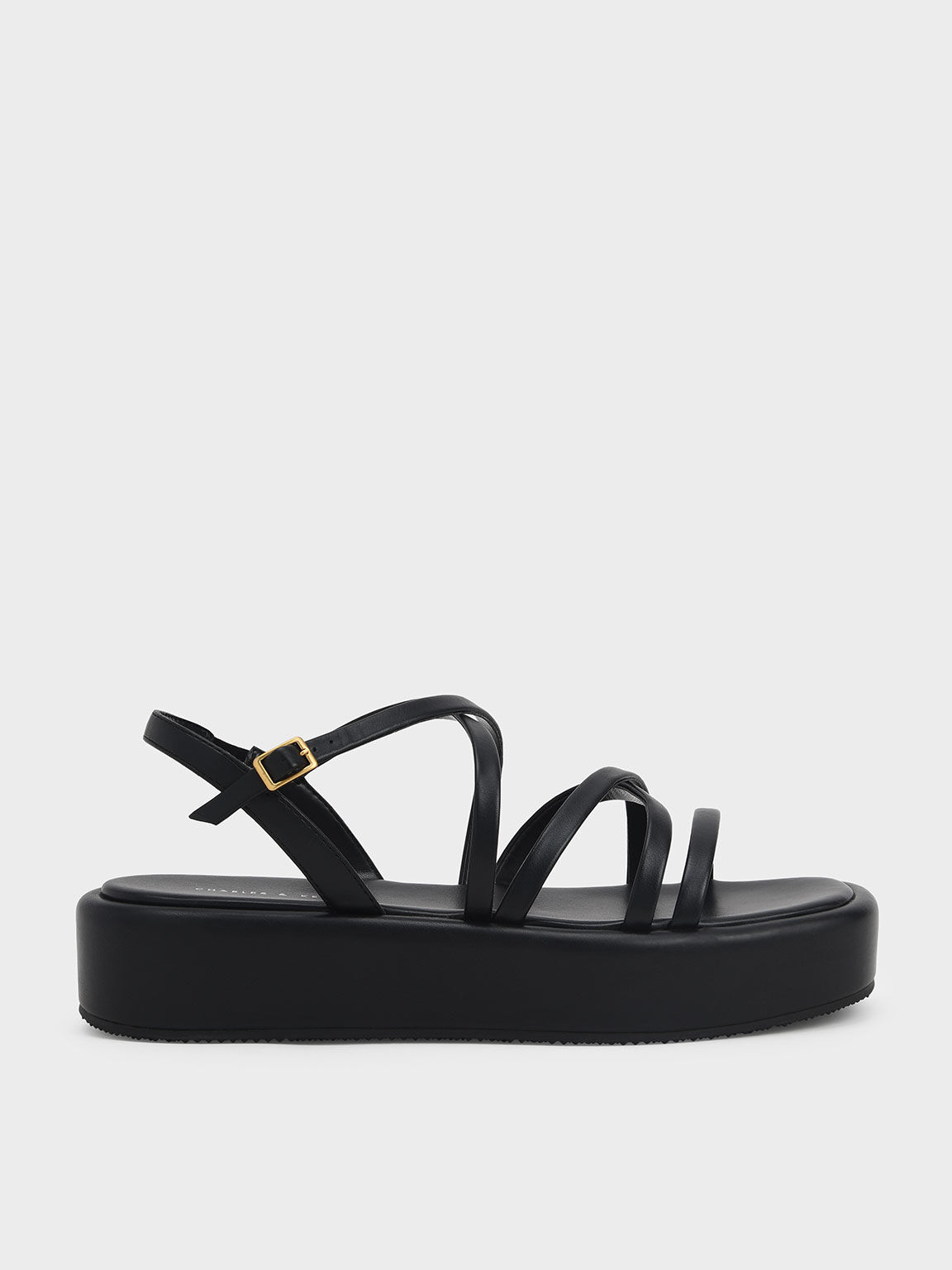 Sandal Flatform Strappy Padded, Black, hi-res