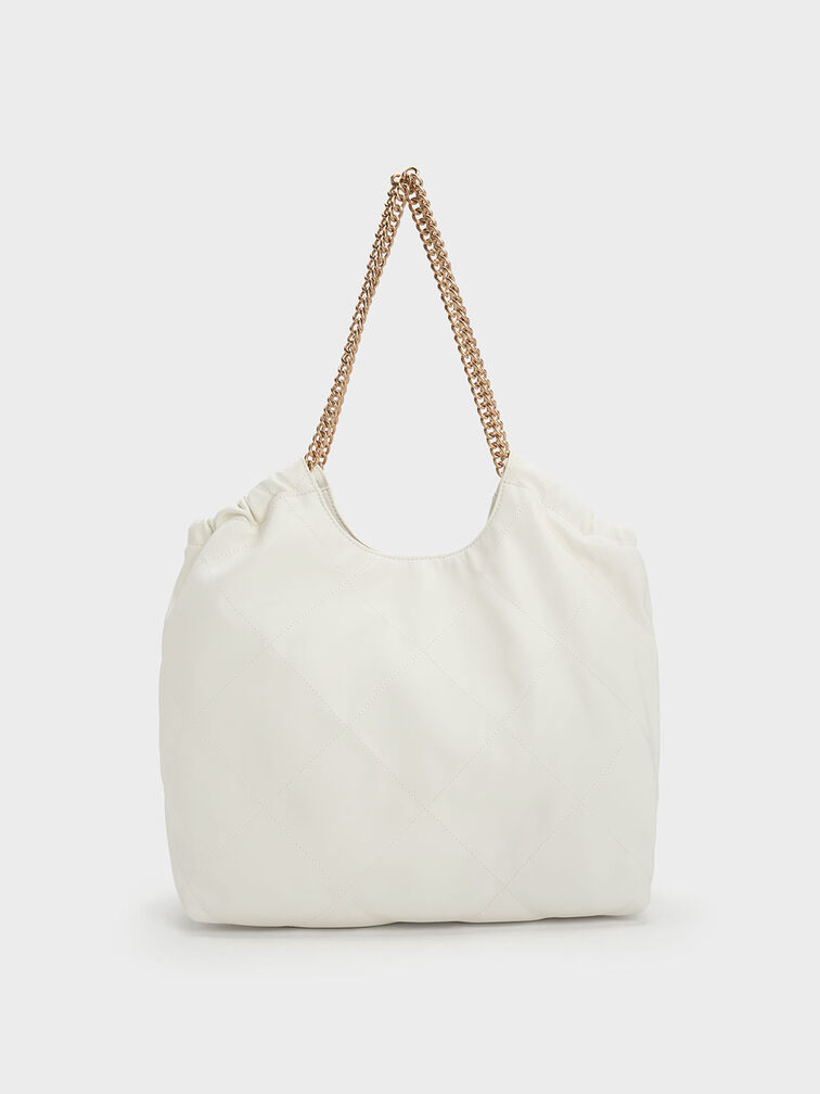 Braided Handle Tote Bag, White, hi-res