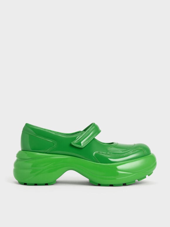 Sepatu Roony Patent Mary Janes, Green, hi-res