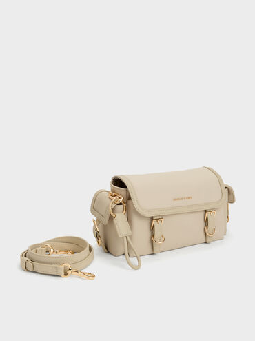 Tas Selempang Buckled Levy Nilon, Dusted Oat, hi-res
