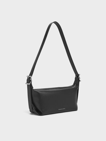 Tas Bahu Slouchy Buckle-Strap Gwynne, Noir, hi-res