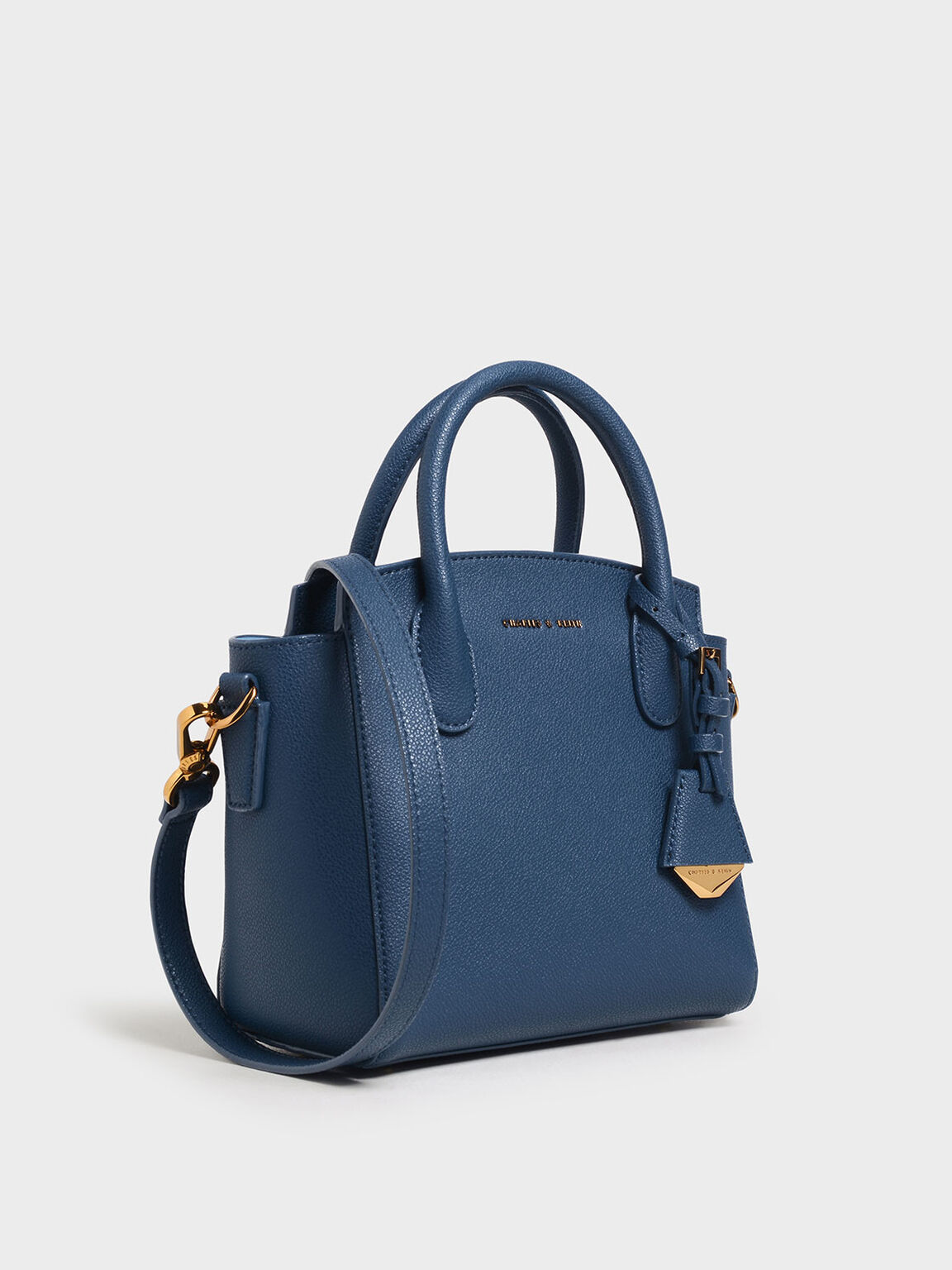 Classic Double Top Handle Bag, Dark Blue, hi-res