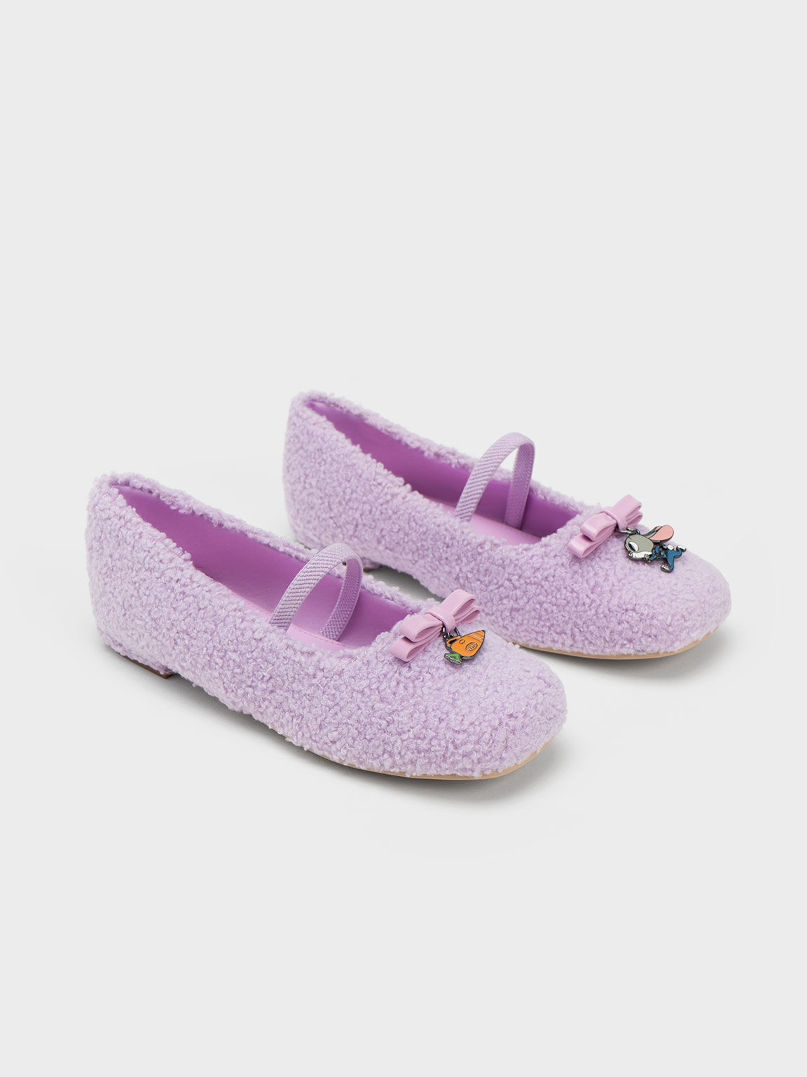Sepatu Ballerina Girls' Furry Bow Judy Hopps, Lilac, hi-res