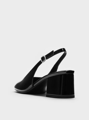 Danni Patent Slingback Pumps, Black Patent, hi-res